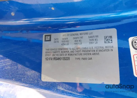 2017 Chevrolet Camaro 1Lt z USA, uszkodzony, nr VIN 1G1FA1RS4H0135228